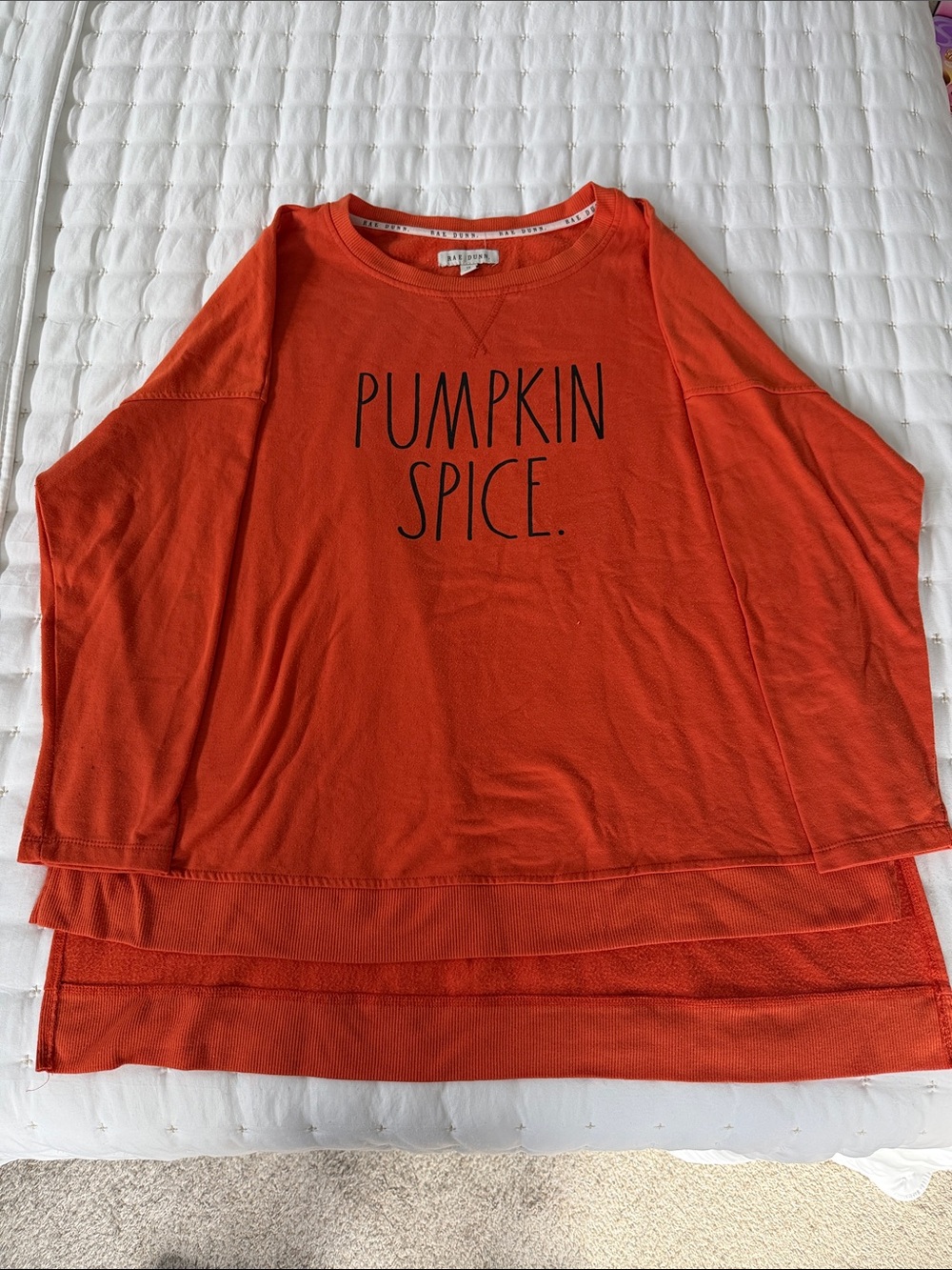 Rae Dunn Pumpkin Spice Orange Layered Long Sleeve Top